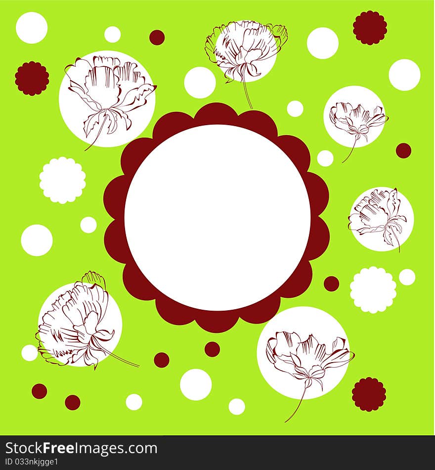 Template for greeting card with flowers