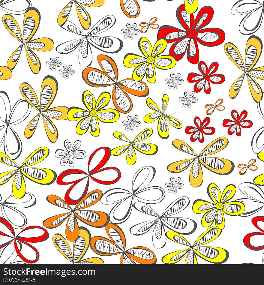 Colorful seamless wallpaper with flowers