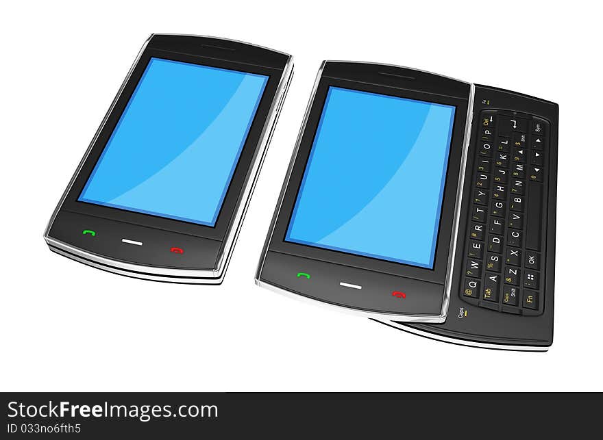 Black Mobile Smartphones - 3d Render