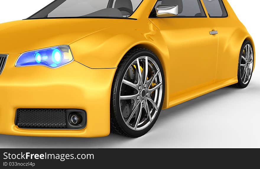 Yellow sports car - 3D render