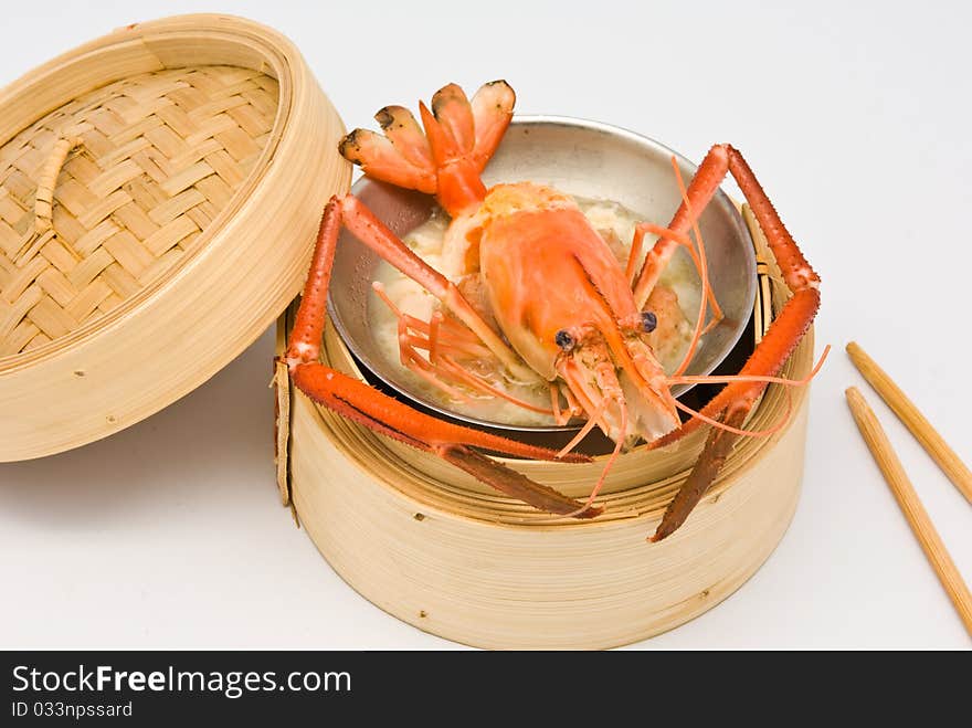 Chinese streamed shrimp dimsum in bamboo containers traditional cuisine. Chinese streamed shrimp dimsum in bamboo containers traditional cuisine