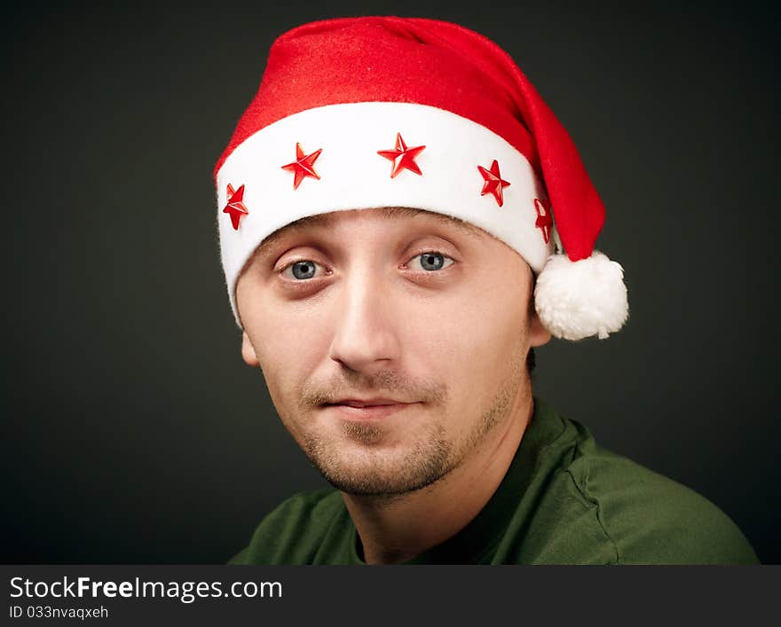 Portrait of young man. celebration new year