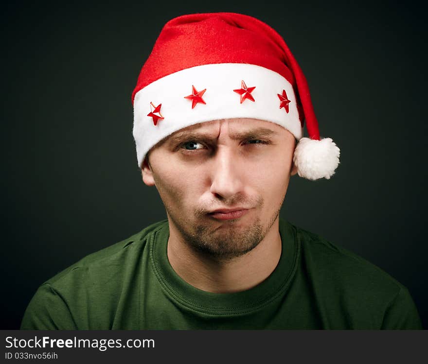 Portrait of young man. celebration new year