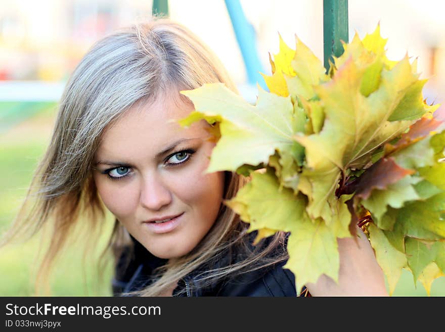 Young beautiful woman with the nature, autumn. Young beautiful woman with the nature, autumn.