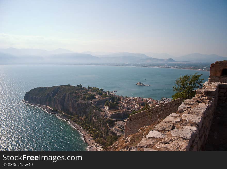 View of Nafplio bay from Palamidi fortress, Nafplio city, Greece