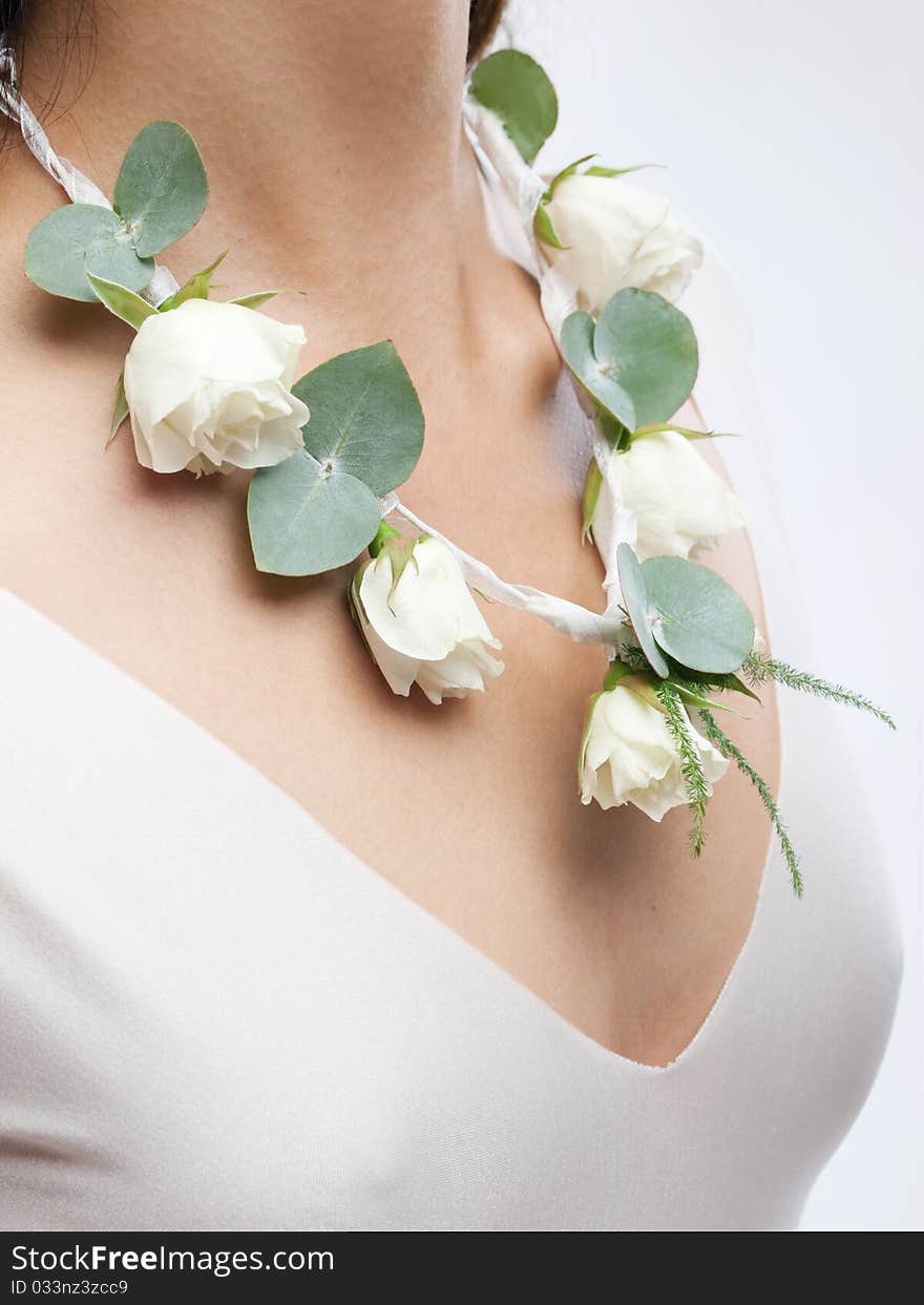 Elegant floral wedding decoration made of roses and leaves. Elegant floral wedding decoration made of roses and leaves