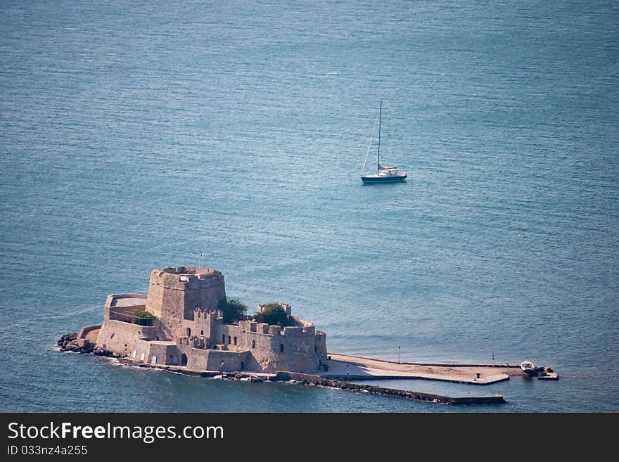 View of Nafplio bay fortress, Nafplio city, Greece