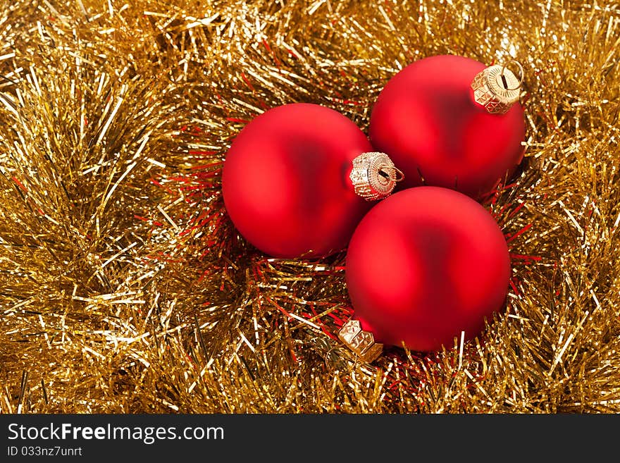 Green round Christmas wreath on white background