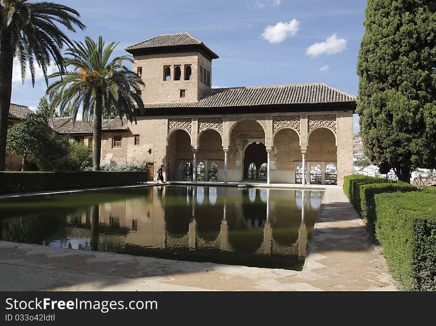 The Alhambra is the moorish palace in Granada, Spain. The Alhambra is the moorish palace in Granada, Spain.