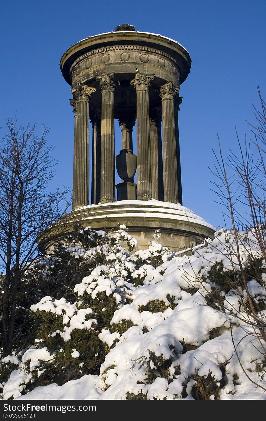 Close up view of dugald stewart monument in edinburgh