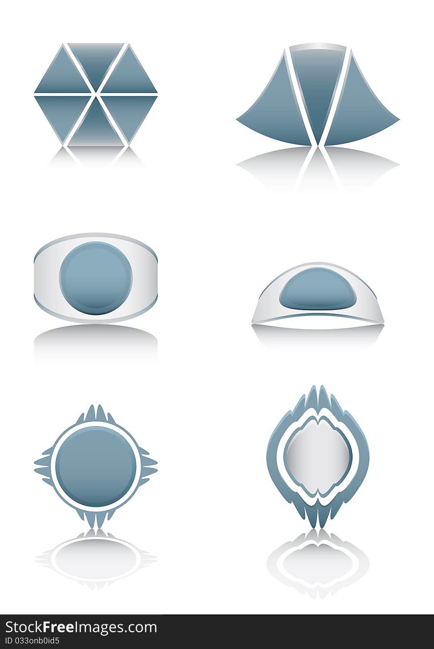 Gray signs and symbols set