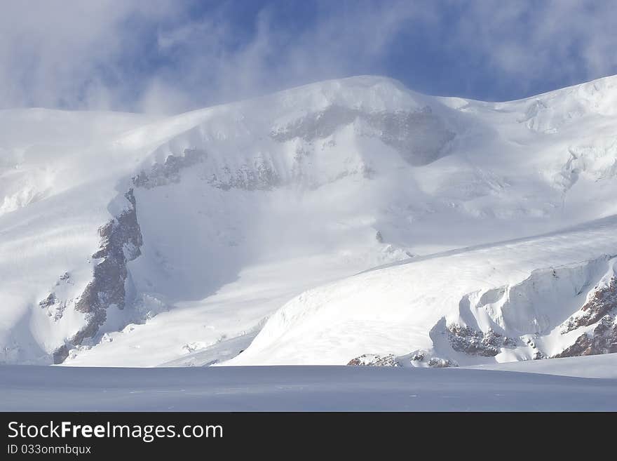 Caucasus mountains in winter, december