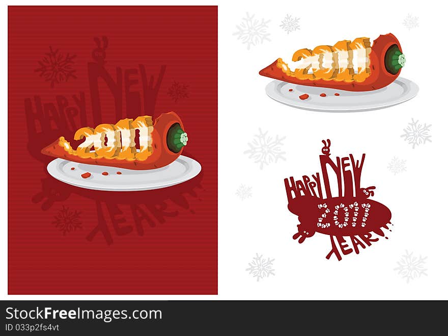 The Set from several elements: 1) Carrot in form of the number 2011 2) Inscription with rabbit 3) combined variant. The Set from several elements: 1) Carrot in form of the number 2011 2) Inscription with rabbit 3) combined variant