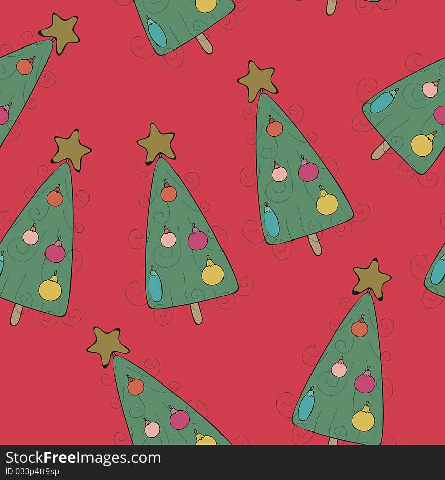 Seamless wallpaper with Christmas tree