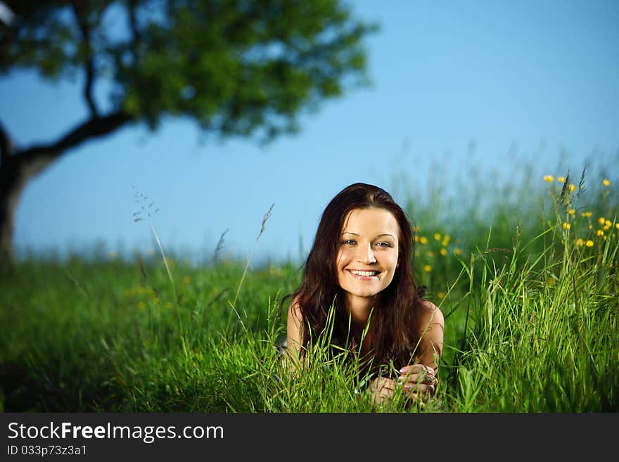 Brunette Under Tree