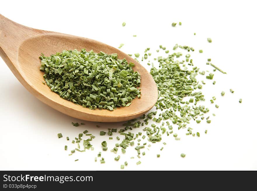 Cut chives with spoon