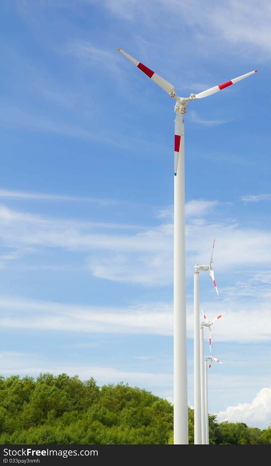 Wing turbine and beautiful blue sky. Wing turbine and beautiful blue sky