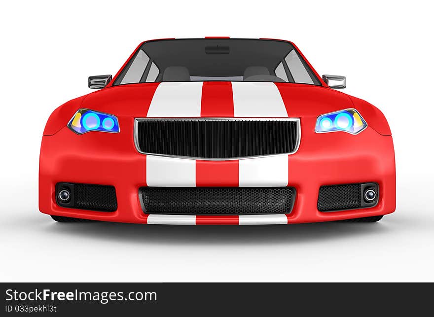 Red sports car isolated on white