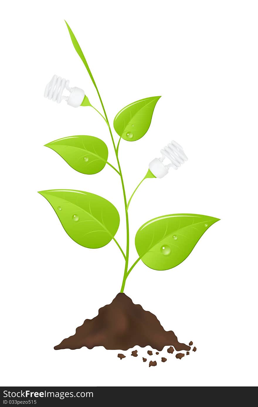 Light bulb tree. Save energy. Vector illustration.