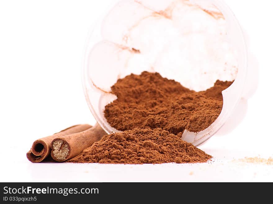 Cinnamon Baking Spice Falling From Plastic Container