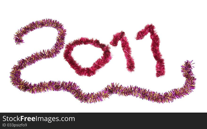 Number 2011 from a tinsel on a white background. Number 2011 from a tinsel on a white background.