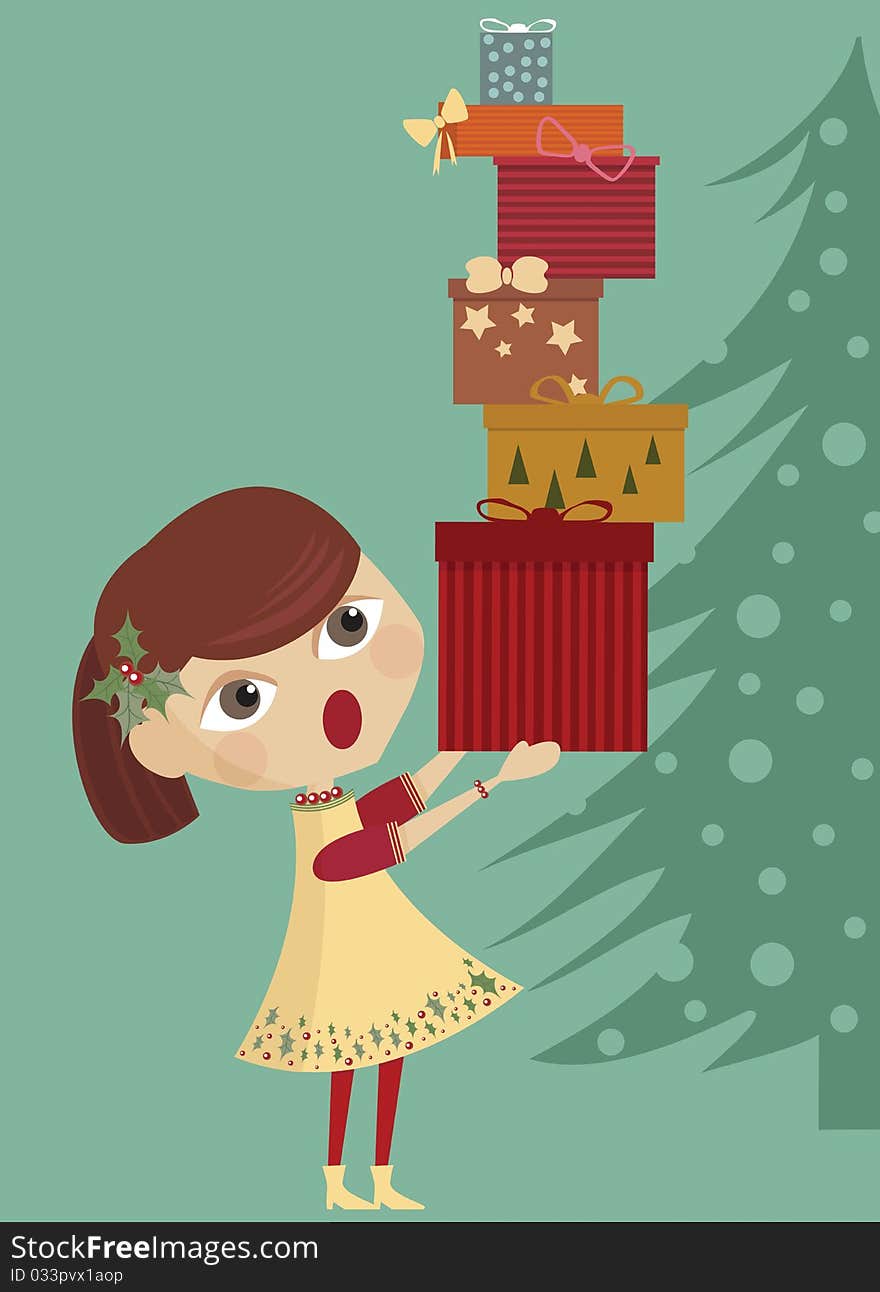 Girl with presents