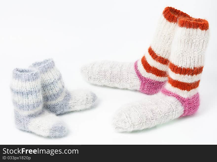 Pairs Of Strip Woolen Man`s And Child`s Socks