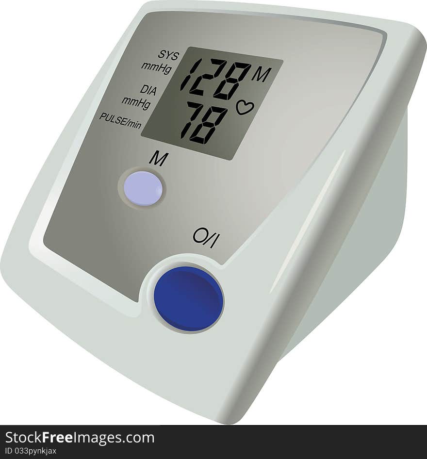 The digital monitor shows result of measurement of a blood pressure