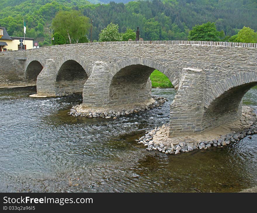 Restored stone bridge in Germany