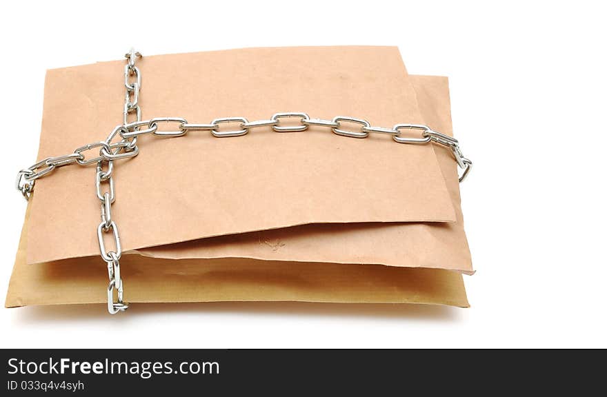 Parcel wrapped in a chain