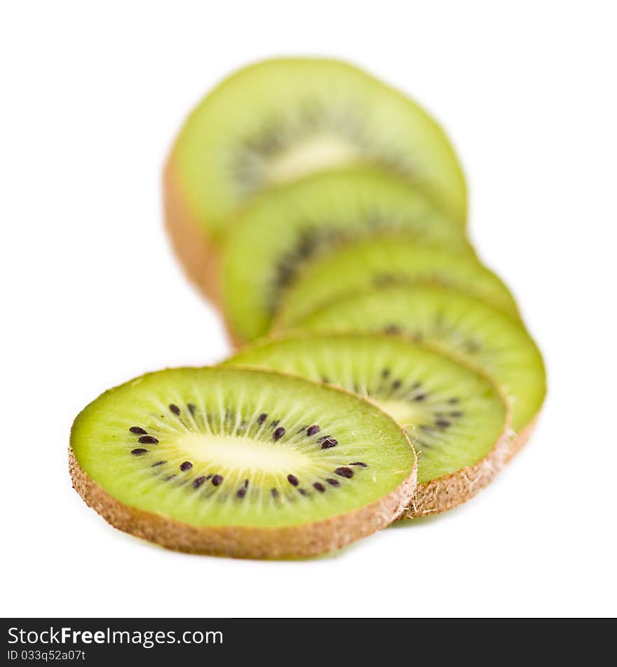 A few brown fresh kiwi fruits slices. A few brown fresh kiwi fruits slices