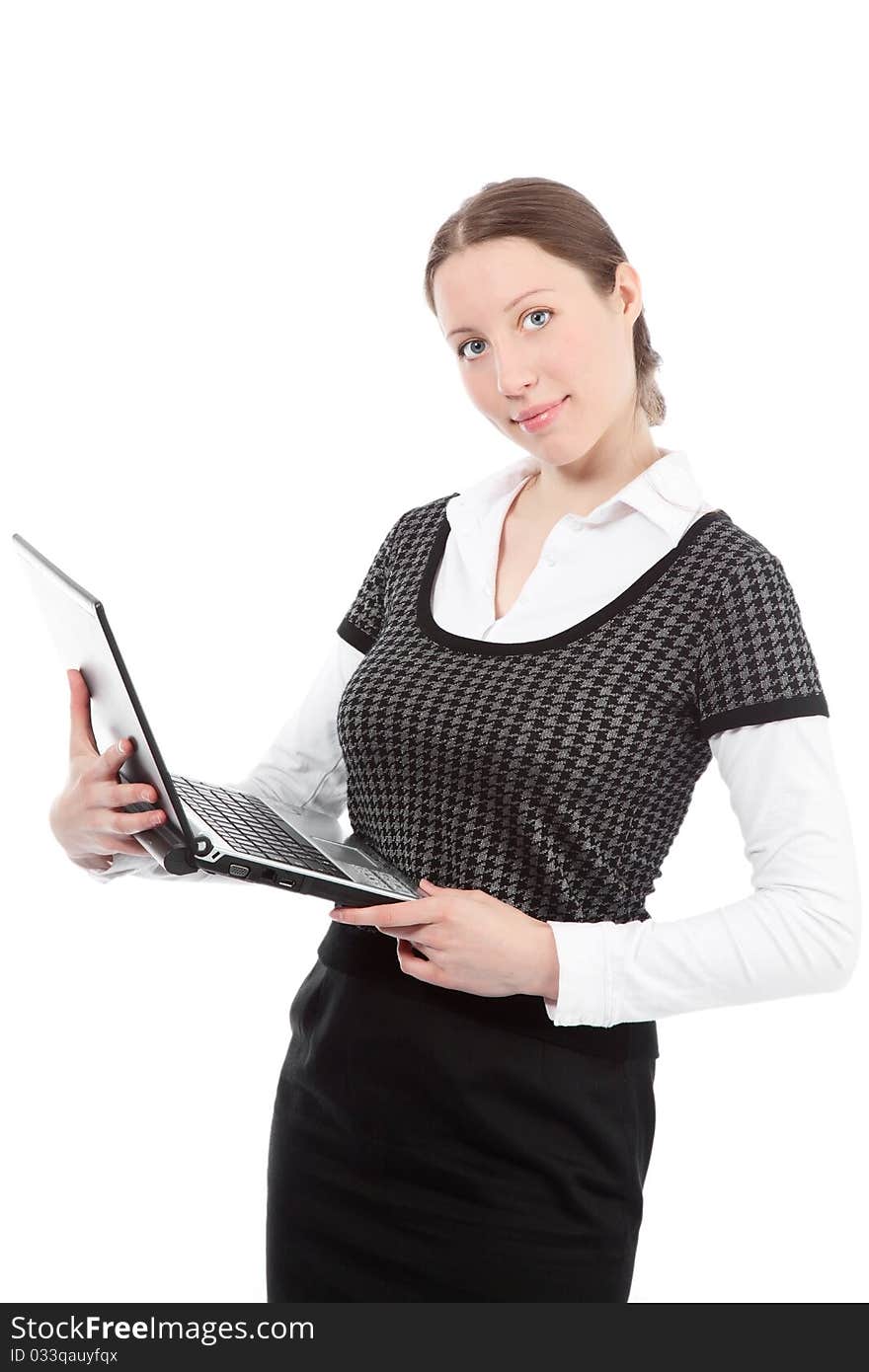 Smiling business woman. Isolated over white background