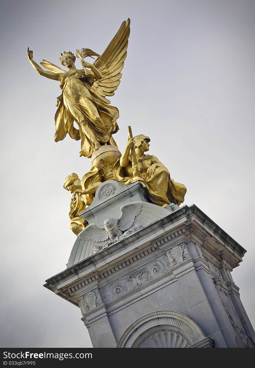 Nike (Goddess of Victory) Statue on the Victoria Monument Memorial outside Buckingham Palace, London