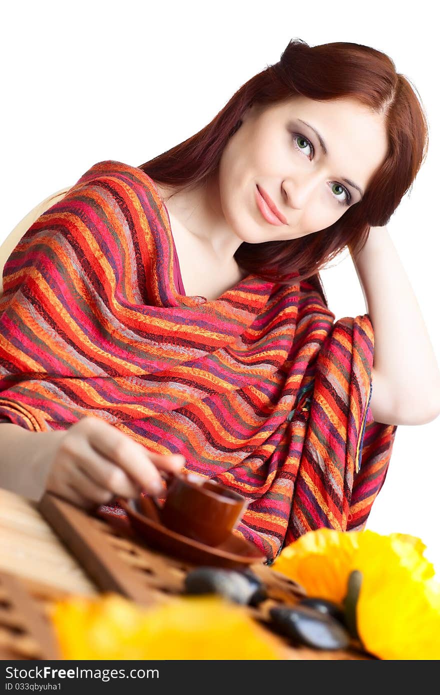 Beautiful woman  in cafe