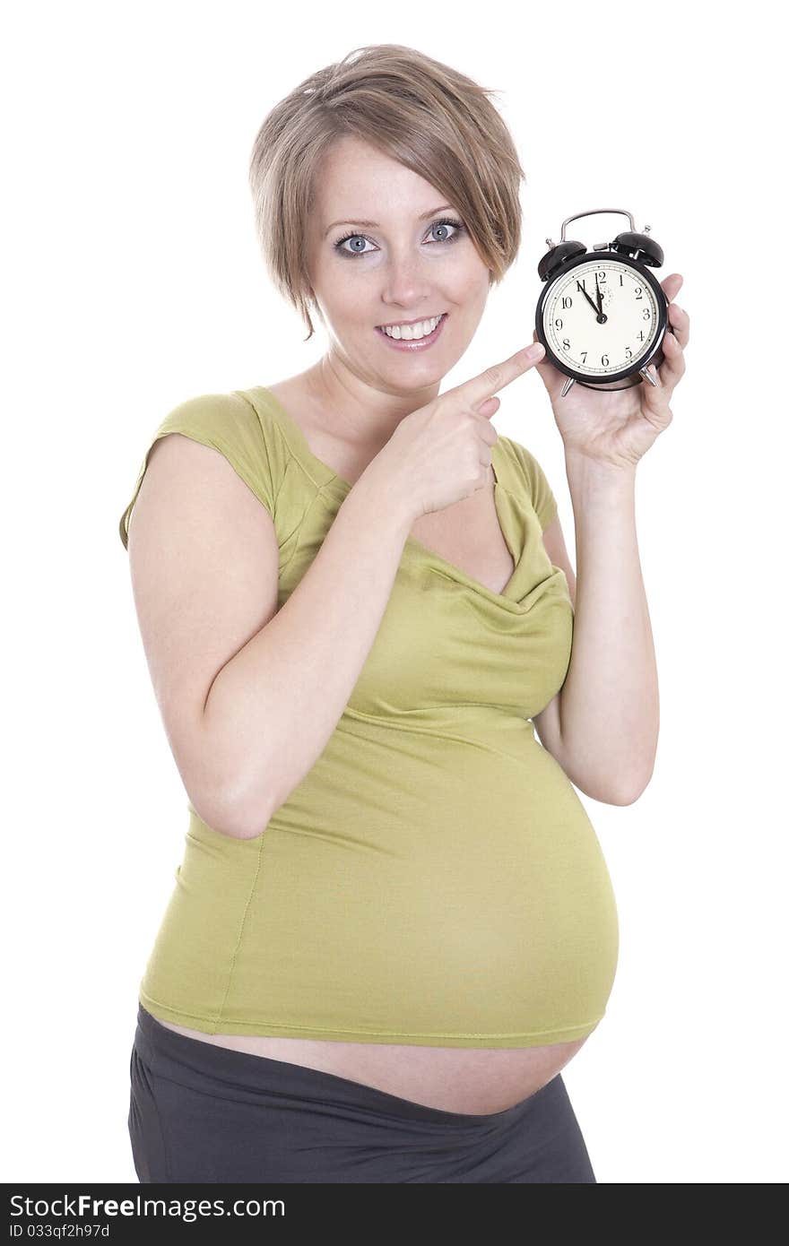 Pregnant pretty woman in studio over white background. Pregnant pretty woman in studio over white background