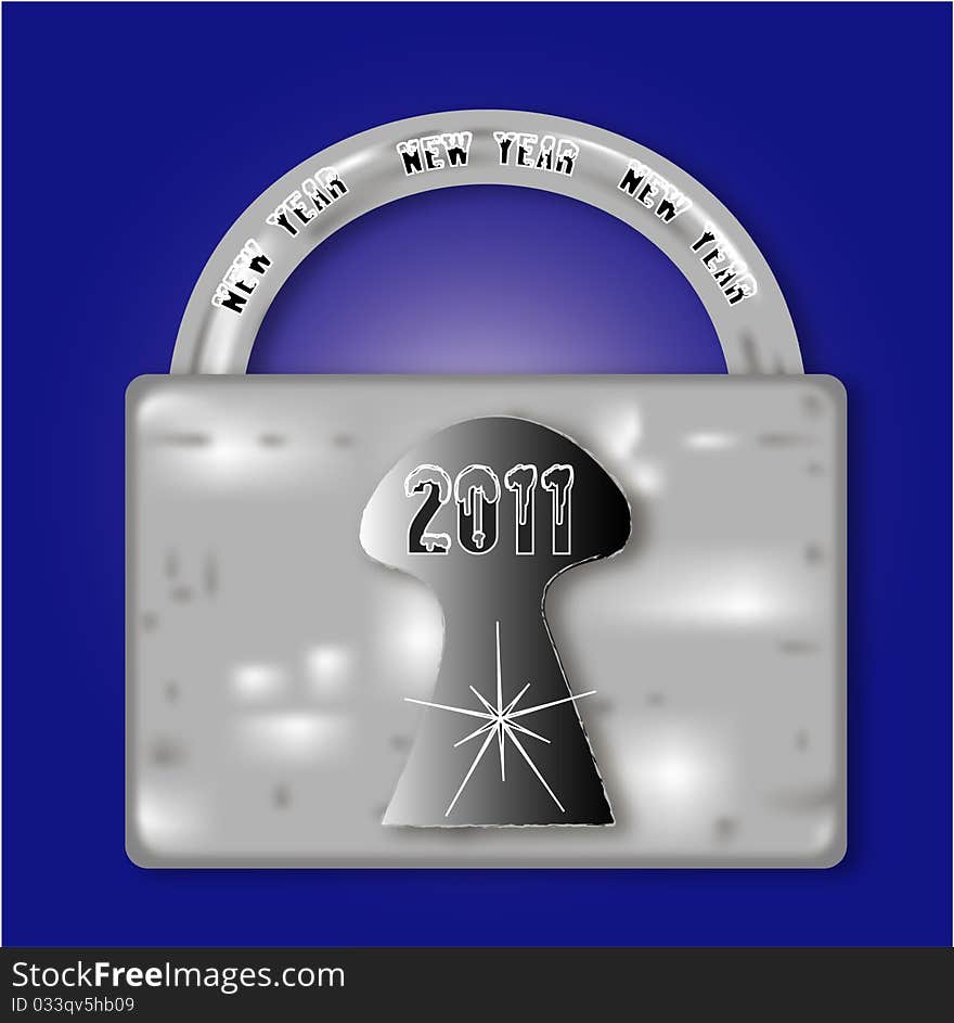 Silver lock for the New Year 2011, .. Adobe Illustrator. Silver lock for the New Year 2011, .. Adobe Illustrator