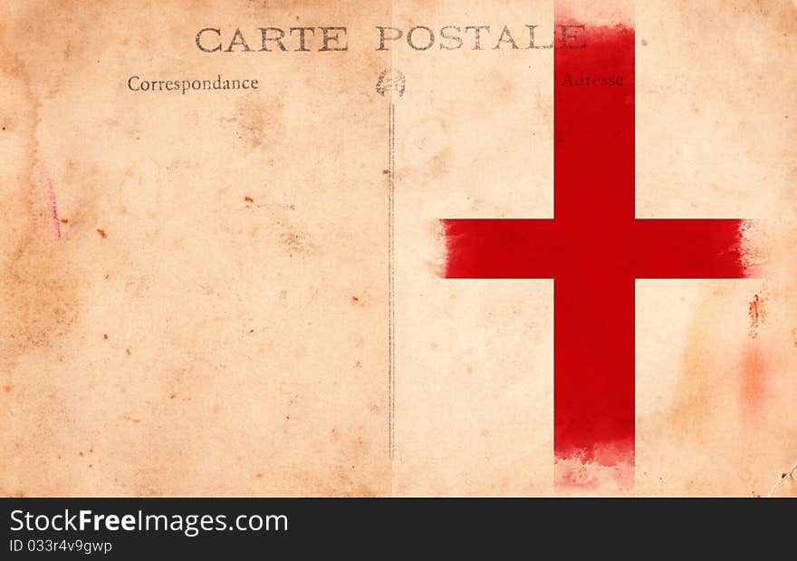 Old Textured Vintage Grunge Postcard England Flag. Old Textured Vintage Grunge Postcard England Flag