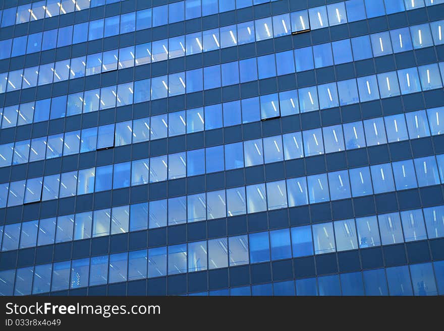 Blue office windows background. Hungary