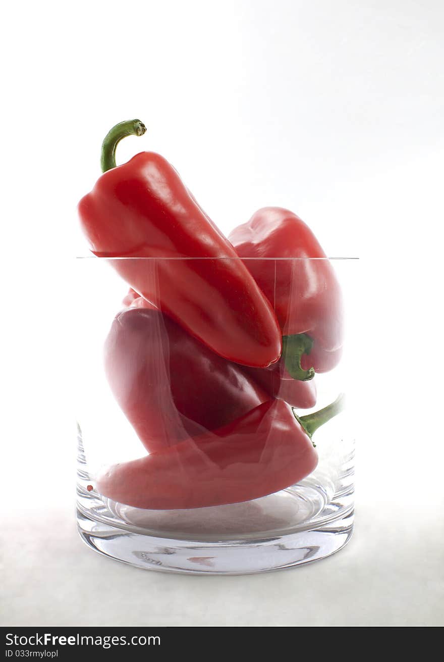 Red bell pepper and bottles