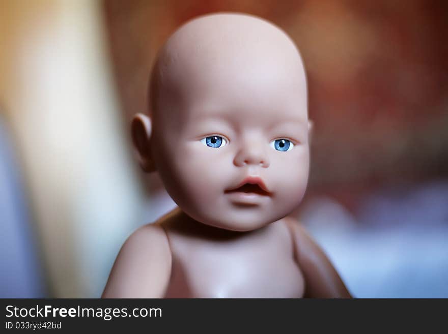 Portrait of toy doll close up