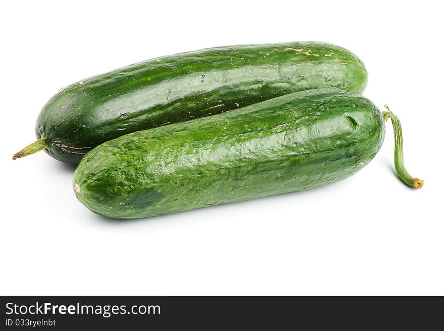 Two cucumbers isolated on white