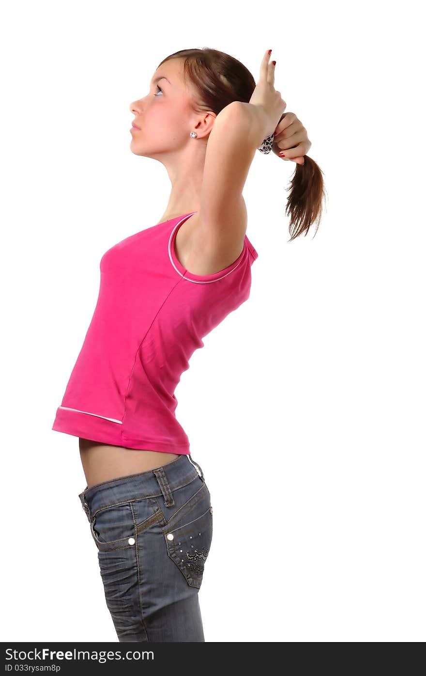 Young Woman Arranging Hair