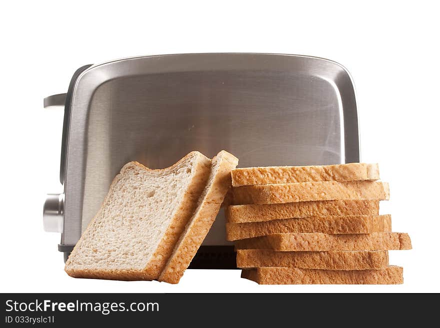 A toaster and a special bread for toast.