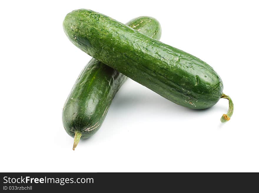 Two cucumbers isolated on white