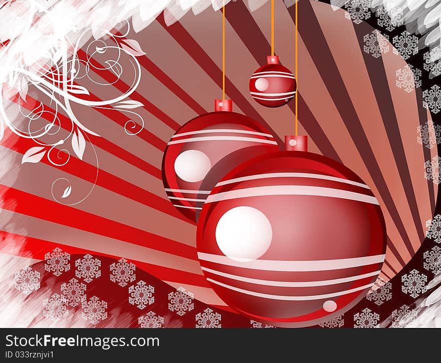 Christmas background with balls and snowflakes