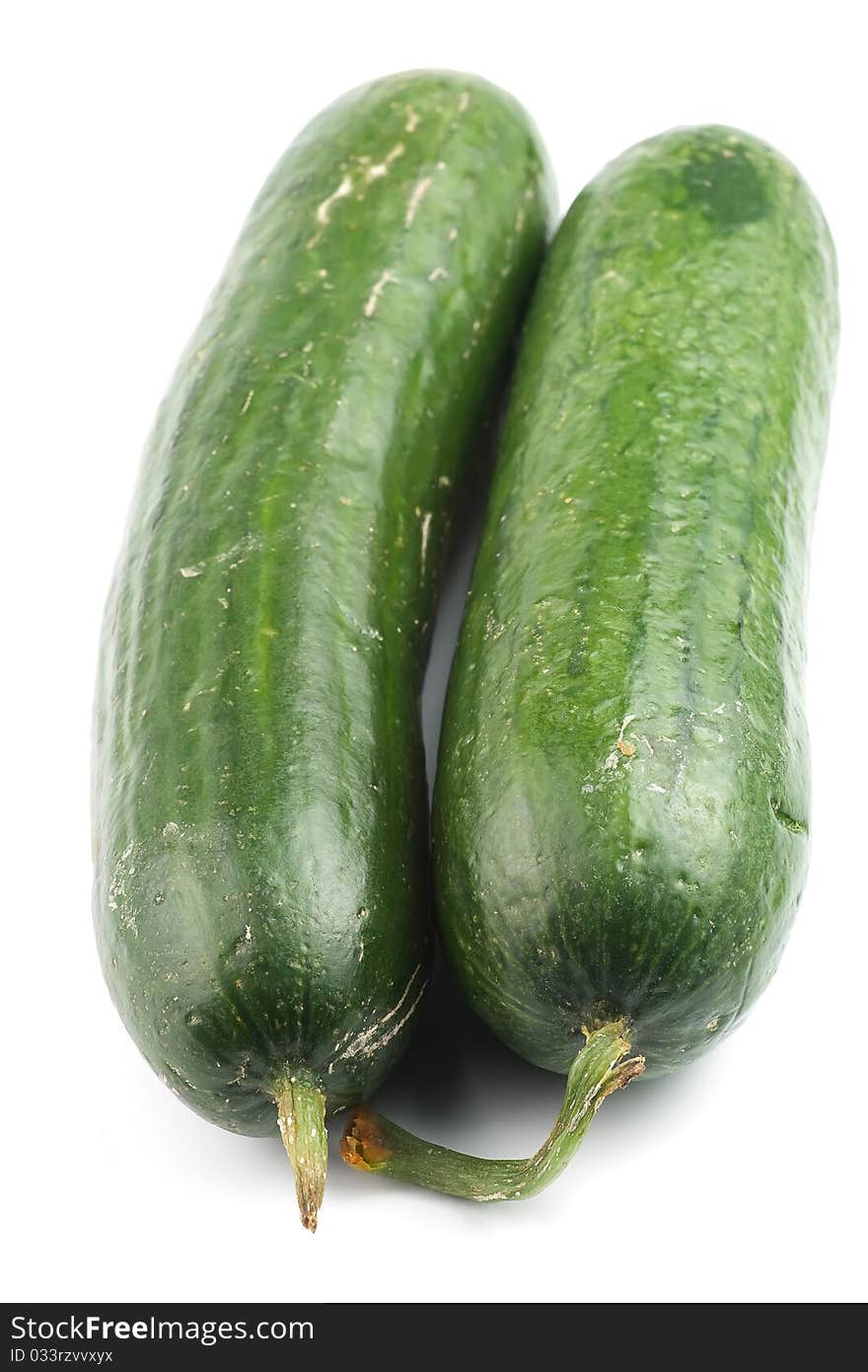 Two cucumbers isolated on white