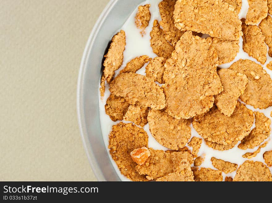 Healthy breakfast - milk with corn flakes