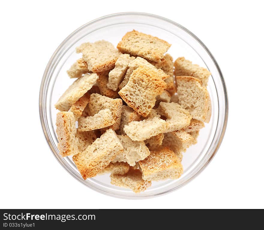 Rusk On Glass Plate Isolated