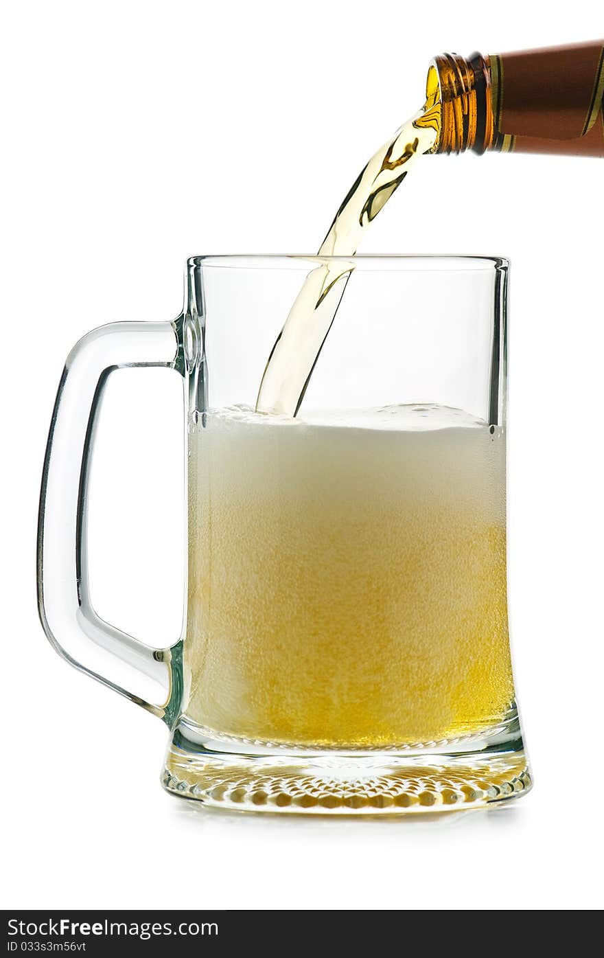 Glass of beer isolated on white