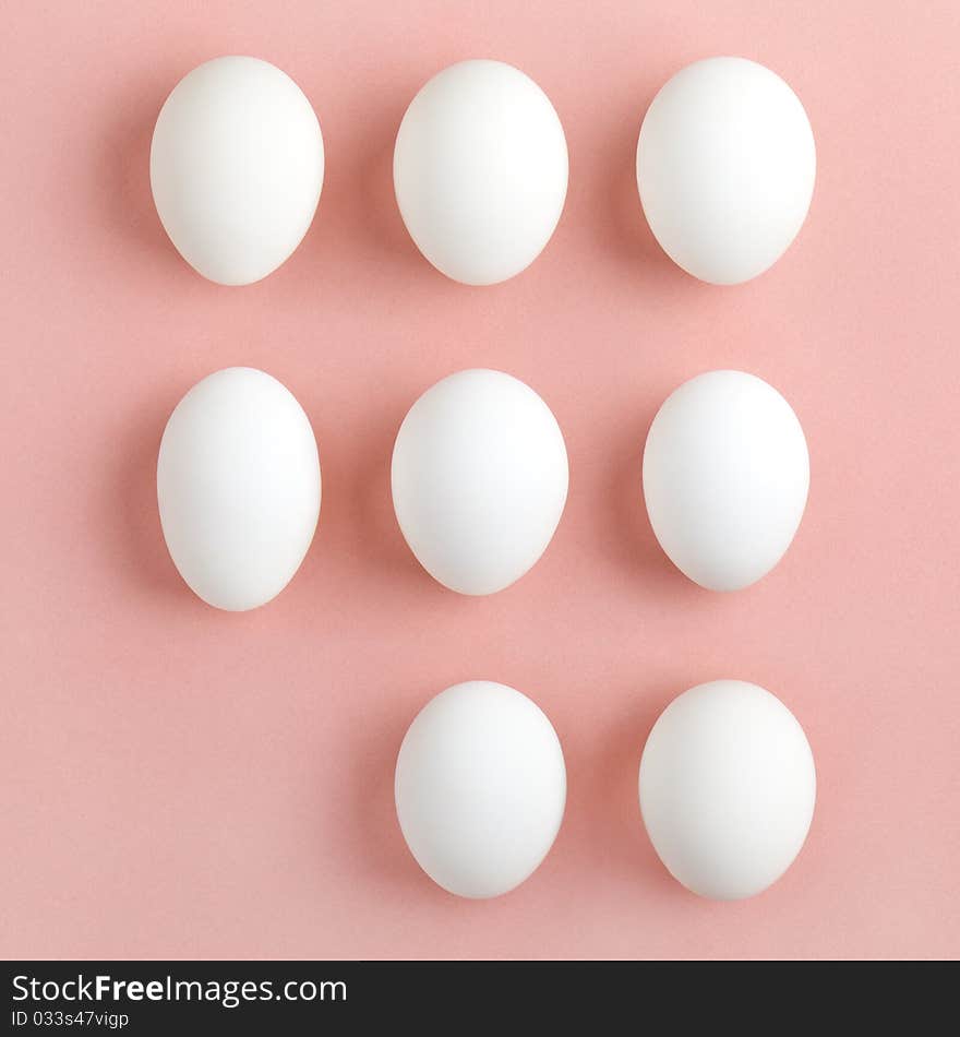 A group of white eggs